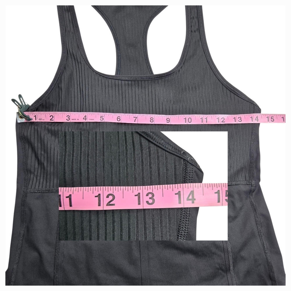 Athleta Vitality Rib Tank Black Semi-Fitted Quick-Drying Back Zip Pocket - Picture 12 of 13